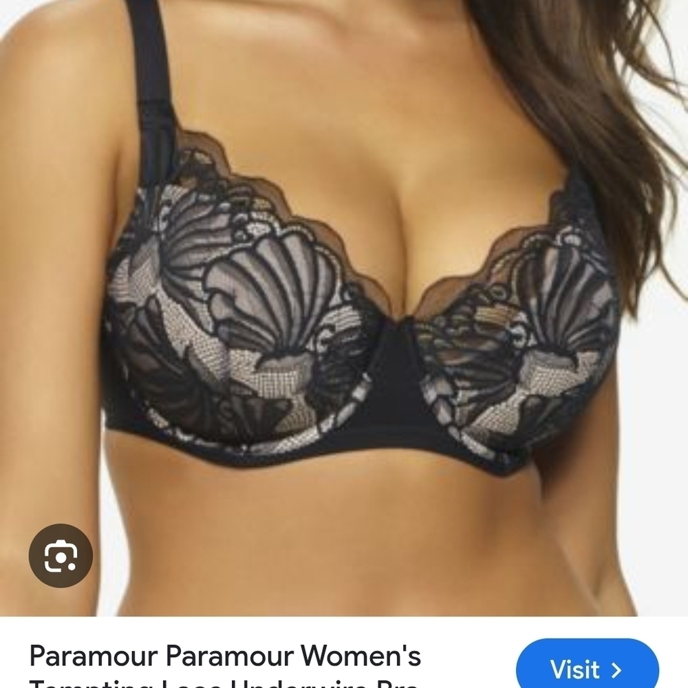 Paramour Black Lace Bra with Underwire and Adjustable Straps